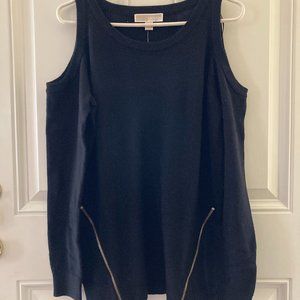 Michael Kors Black Cold Shoulder Sweater/Zipper Accent/Size L/$150 RETAIL/NEW!!!
